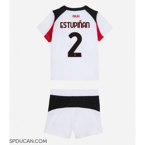 Dječji Nogometni Dres AC Milan Pervis Estupinan #2 Gostujuci 2025-26 Kratak Rukav (+ Kratke hlače)